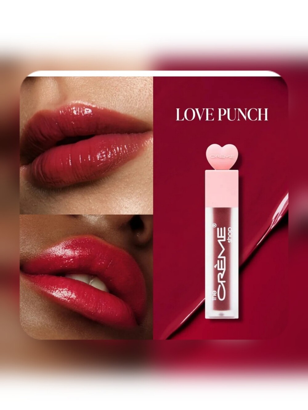 The Creme Shop Glossy 12+ Hour Lip Stain New In Box Makeup Shade Is : Love Punch